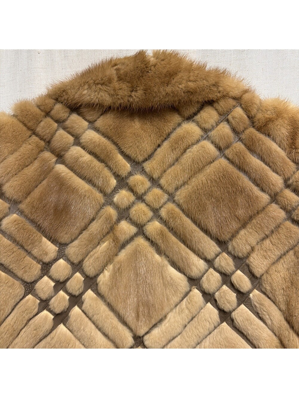 Womens Mink and Leather Tan Fur Open Front Coat - Picture 5 of 8